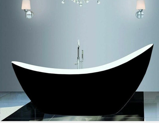 Freestanding Modern Luxury Thin Edged Slipper Bath 1750mm Black - Picasso By Voda Design